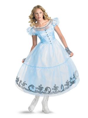 China Alice in Wonderland Costumes wholesale Deluxe Alice in Wonderland Womens Costume for sale