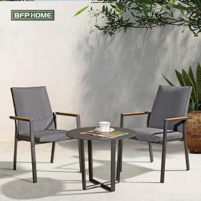 中国 BFP modern outdoor home aluminum alloy round table with Teslin fabric chair set outdoor garden furniture 販売のため