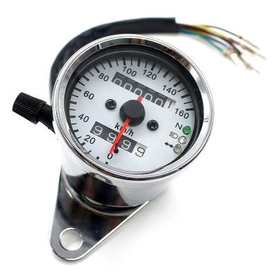 China Modified Retro Motorcycle Speedometer , 12V Dual Mileage Led Rpm Gauge for sale
