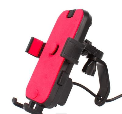 China ABS 5V 2.1A Iphone 11 Motorcycle Mount , Dual Usb Phone Stand For Motorcycle for sale