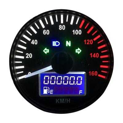 China 12V Motorcycle Speedometer 0-160 KM/H LED Digital Tachometer Lcd  Instrument Gauge Odometer with Fuel meter Indicator for sale