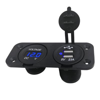 China Dual Port Abs Motorcycle USB Charger With Voltmeter 5V 3.1A for sale