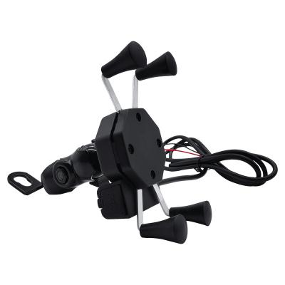China DC5V 2A Nylon Metal Motorcycle Phone Holder With Usb Charger for sale