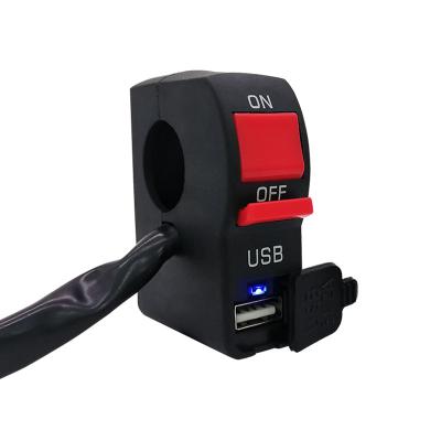 China 12V Motorcycle Handlebar Usb Charger Socket With ON OFF Switch for sale