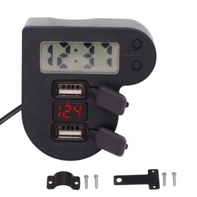 China Waterproof 12V 24V Motorcycle Dual Usb Charger Adapter With LED Voltmeter for sale