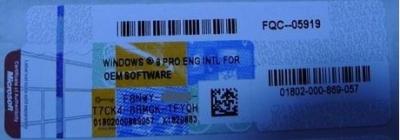 China Llave de la etiqueta engomada 1 del COA del código dominante del producto de Microsoft Windows 8,1 para 1 PC en venta