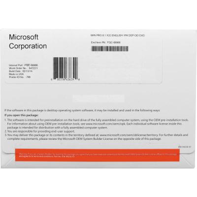 China English Retail License Key Microsoft Windows 8.1 Professional OEM Package Win 8.1 Operating System for sale