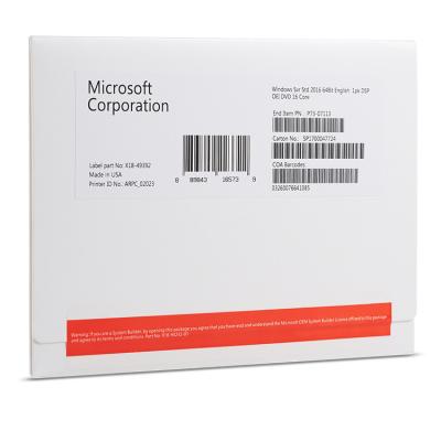 China Genuine Microsoft Windows Server 2016 Standard 64 Bits DVD Oem Package for sale