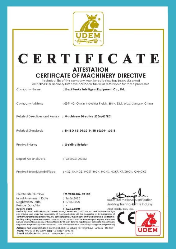 CE Certificate-ELECTROMAGNETIC COMPATIBILITY AND LOW VOLTAGE DIRECTIVES - WUXI KENKE INTELLIGENT EQUIPMENT CO.,LTD.