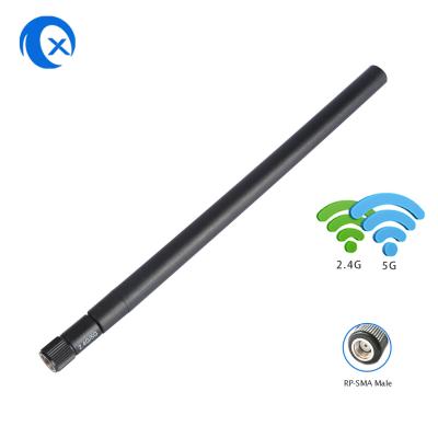 China Swivel RP SMA Connector Dual Band Omnidirectional WiFi Antenna 5dBi for sale