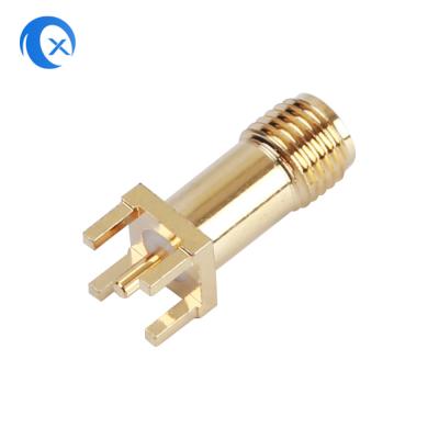 China 50OHM Impedance SMA female vertical PCB mount connector CNC Mechanical Parts for sale