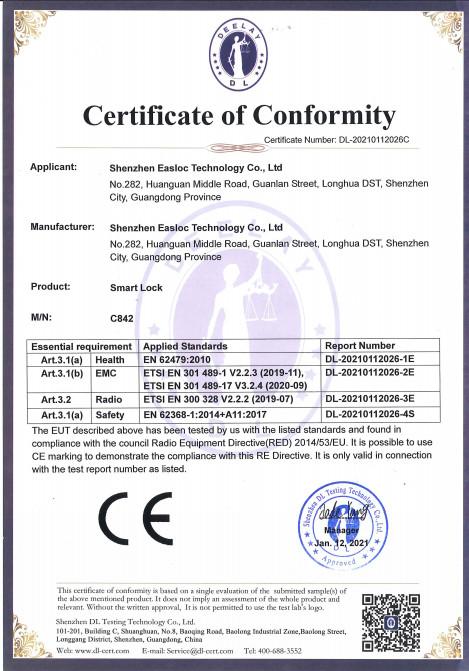 Certification testing - Shenzhen Easloc Technology Co., Ltd.