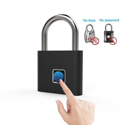 China IP65 Waterproof Digital Fingerprint Padlock ‎Polished Zinc Alloy Micro USB Charging for sale