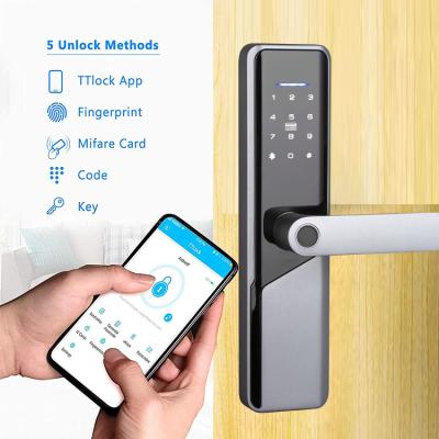 China Black Color Biometric Fingerprint Keyless Digital Door Lock With FCC Certification à venda