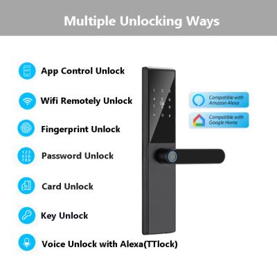 China Aluminum Alloy Smart Home TTlock Keyless Digital Door Lock Biometric Fingerprint Door Lock for sale