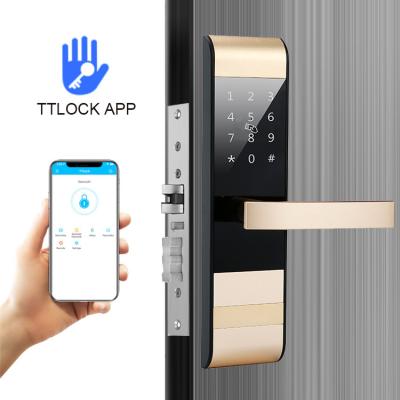 China TT Lock APP Control Apartment House Digital Electric Smart Door Lock with Code and Card for sale