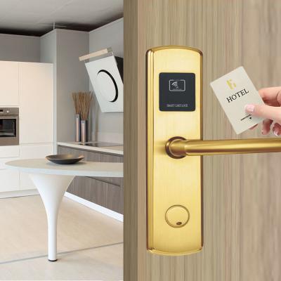 China RFID Keyless Key Card Door Locks 4x AA Hotel Room Card Lock System for sale