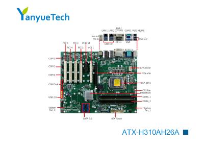 China ATX-H310AH26A Industrial ATX Motherboard / Intel Motherboard Intel@ PCH H310 Chip 2 LAN 6 COM 10 USB 7 Slot 5 PCI for sale