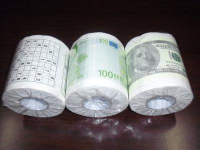 China Dollar printed toilet paper 250 sheets 100% virgin pulp money toilet tissue for sale