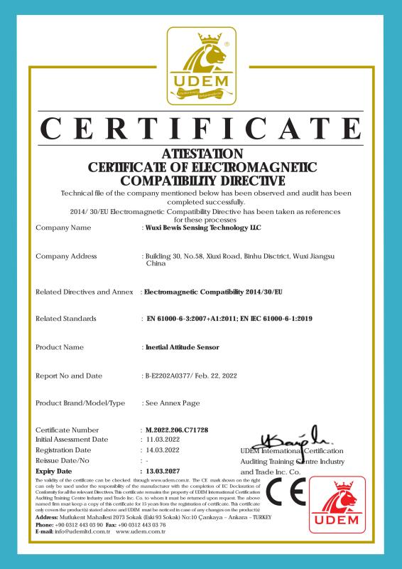 CE Certification - Wuxi Bewis Sensing Technology LLC