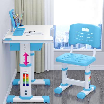China Writing Height Adjustable Children'S Table And Chair Sets Pink And Blue 66cm for sale