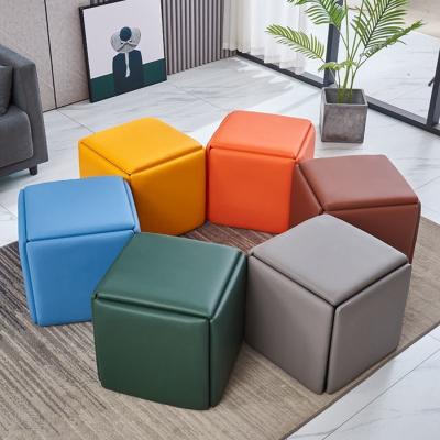 China Faux Leather Multipurpose Ottoman 5 In 1 Stool Cube Storage Metal Chair for sale