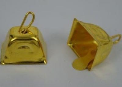 China sale jingle bell square bell Christmas gold tetragonum jingle bells decration in Christmas tree or toy for sale