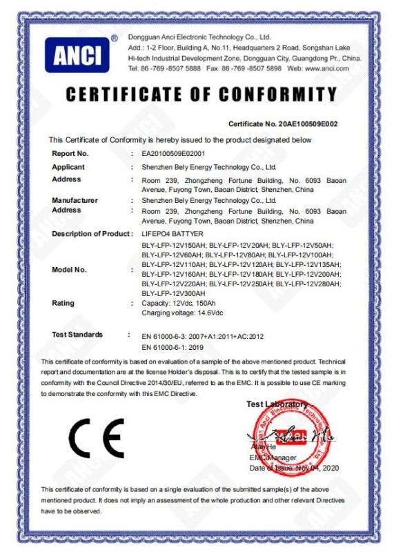 CE - Shenzhen Bely Energy Technology Co., Ltd.