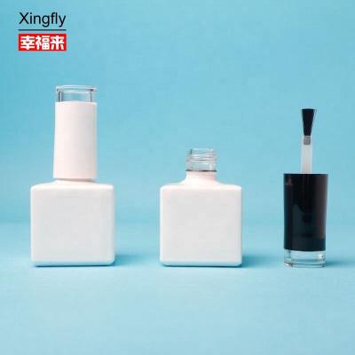 China 17ml Gel Nail Polish Square Bottle Spray Coating Cap With Brush for sale