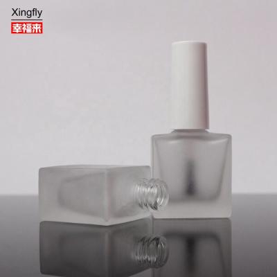 China Empty 10ml Gel Nail Polish Bottle OEM Square Glass Bottle With Brush for sale