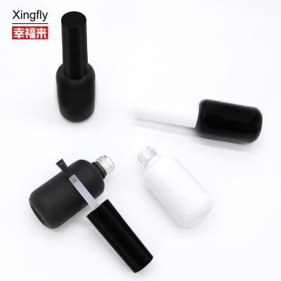China 9ml Round Empty Glass Uv Gel Nail Polish Bottle Matte Black With Brush Cap for sale
