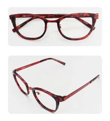 China optical glass , Accetate,Red+Black,eyewear frame，full frame，lady style for sale