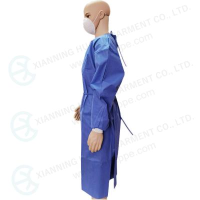 China Level 2 Sterile Nonwoven Reinforced Surgical Gown Blue for sale