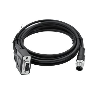 China IP68 M12 4 Pin Male To DSUB 9 Pin Female Waterproof Cable Connector With PVC PUR Cable for sale