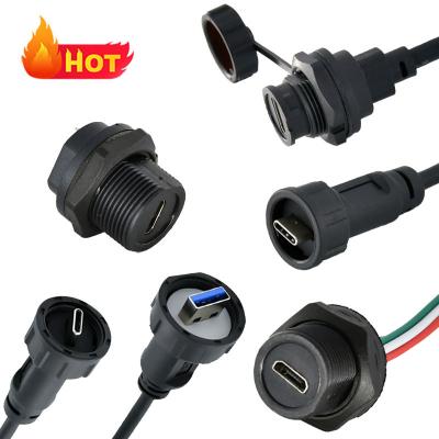 China Conector impermeable USB 3,0 del alambre IP67 varón acoplado 2,0 adaptadores al soporte femenino del panel en venta