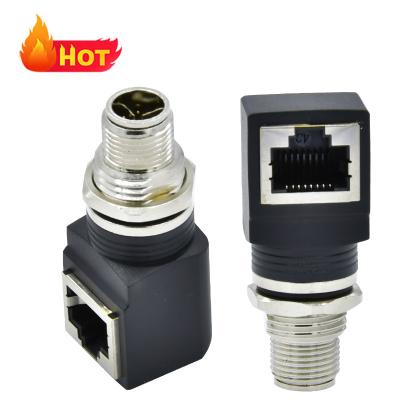 China Rigoa Custom Rj45 Waterproof Connector CuZn PA66 M12 X Coded To RJ45 Connector for sale