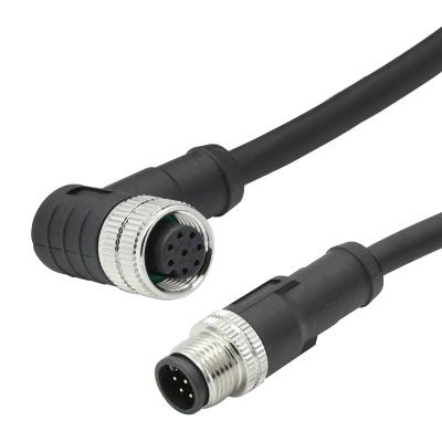 China A Code 8 pin M12 Waterproof Connector Angle Female To Straight Male Cable Connector for sale