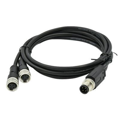 China A Code 4 Pin M12 Y Splitter Molded Cable IP68 Waterproof M12 Connector for sale