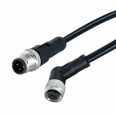 China A Coded Female Male M12 3 Pin Connector Straight Angle Outdoor Waterproof Cable Connector for sale