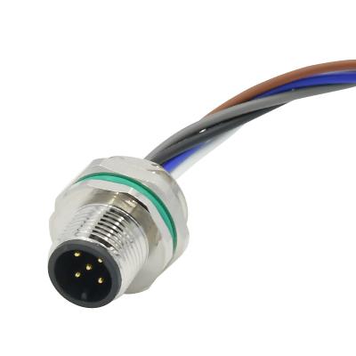 China 5 Pins M12 Sensor Connector A B D X Male Watertight Panel Mount Wire Cable M12 Connector for sale