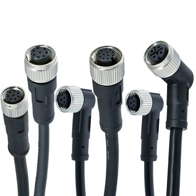 Китай Круглый m12 на m8 3-12 контактов A-X кодированный датчик наружный кабель ip68 разъем m12 m8 авто провод продается