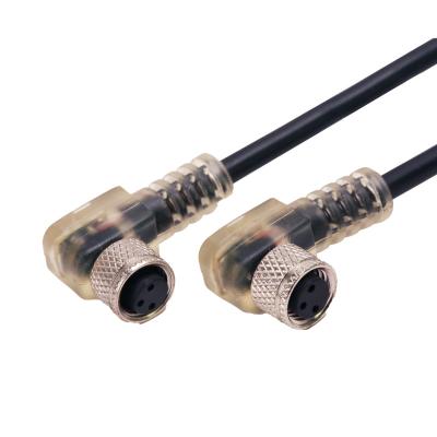 China M8 3pins Female To Female Overmold Connector M8 R/A Molding Shielded Connector for sale