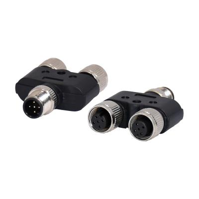 China M12 Waterproof Connector M12 Y Distributor Male To Female Sensor Actuator Connector for sale