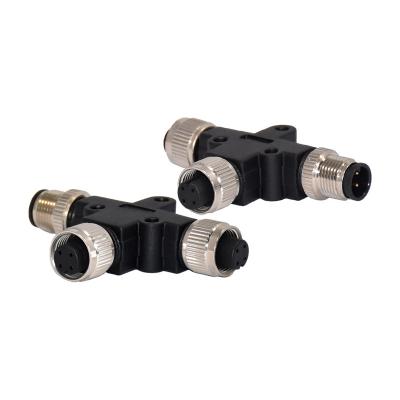 China M12 Waterproof Connector Circular M12 A Coding female T Type 4pins IP68 Connector for sale