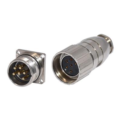 China Rohs M23 Connector Power Male Panel Mount Metal Plug To Female Assembly Connector for sale