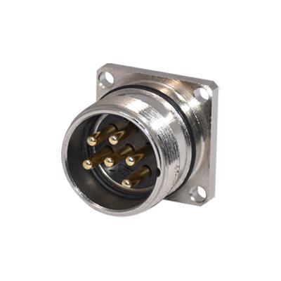 China IP67 Panel Mount Male Flange M23 6 Pin Square Connector Plug With Shielded for sale