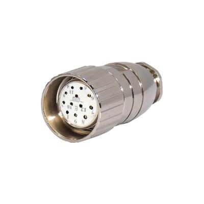 China Straight Circular Waterproof Metal Shielded Cable Connectors M23 12pins for sale