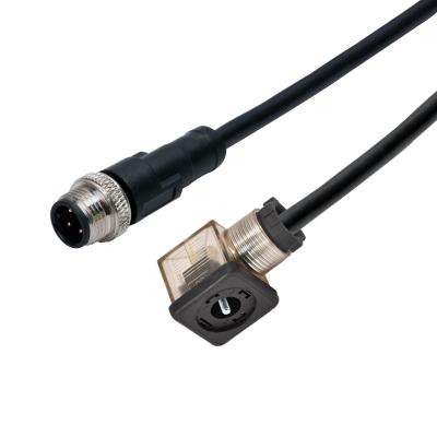 China 250V 10A Solenoid Valve Connector A Type 3+PE Plug To M12 4 Pin Male Connector With Cable for sale