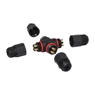 China High Current Connector Power Wire Cross Type Four Way IP68 Waterproof Connector M20 2pin for sale