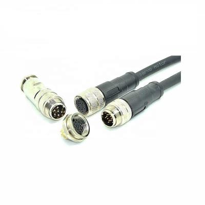 China Ip67 12 Pole Plug To Socket M16 Miniature Cable Assemblies Straight Pin Molded Plug for sale
